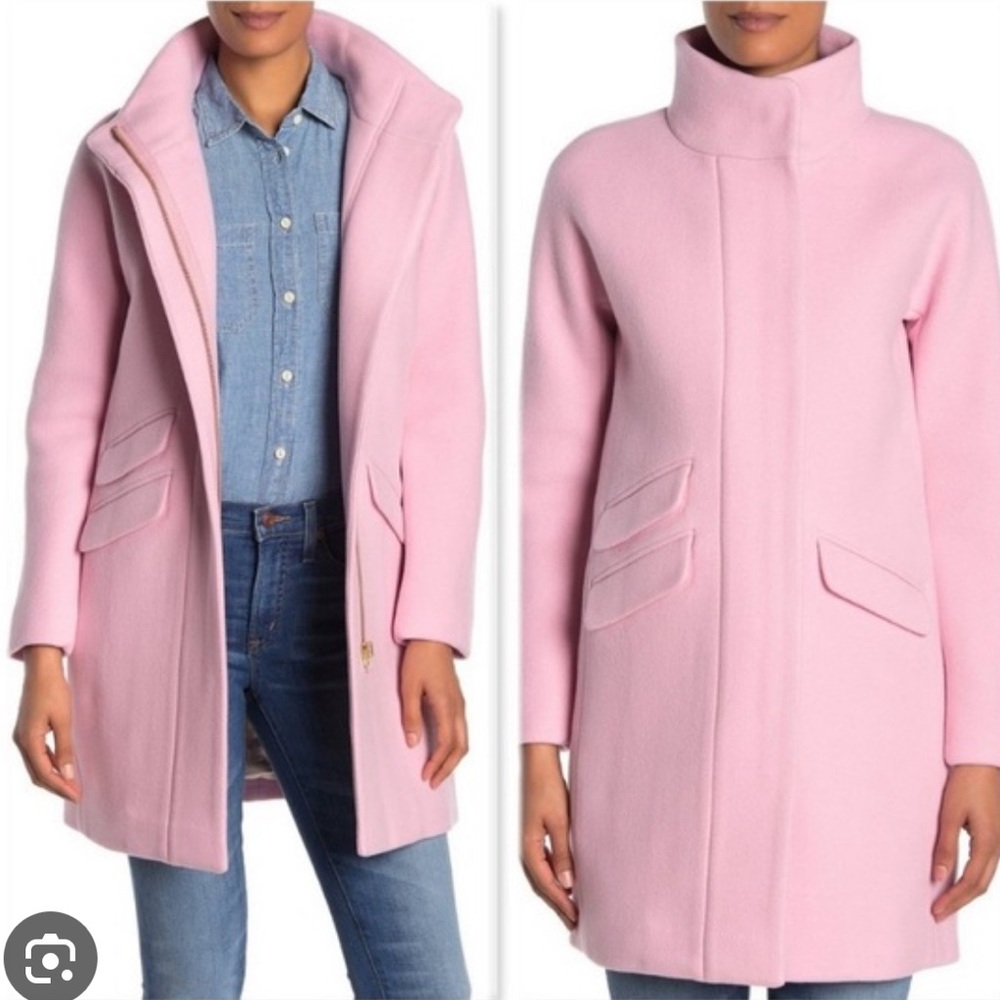 J Crew stadium cloth pink wool coat - size 4